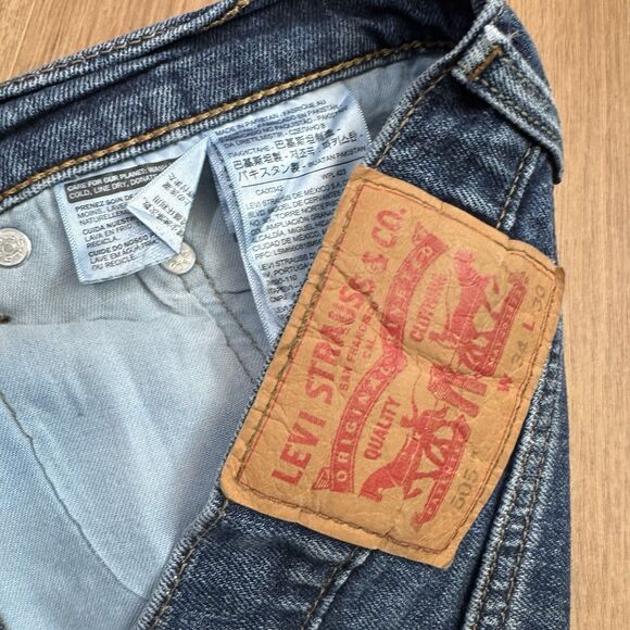 Levis Jeans Mens 36x27 (Tag 34x30) Blue 505 Regular Straight Relaxed Denim Pants - Picture 3 of 8